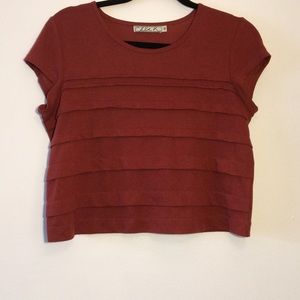 Chloe K. burnt orange pleat front top